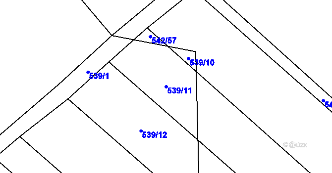 Parcela st. 539/11 v KÚ Trhanov, Katastrální mapa