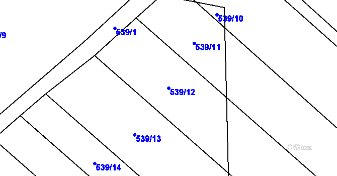 Parcela st. 539/12 v KÚ Trhanov, Katastrální mapa