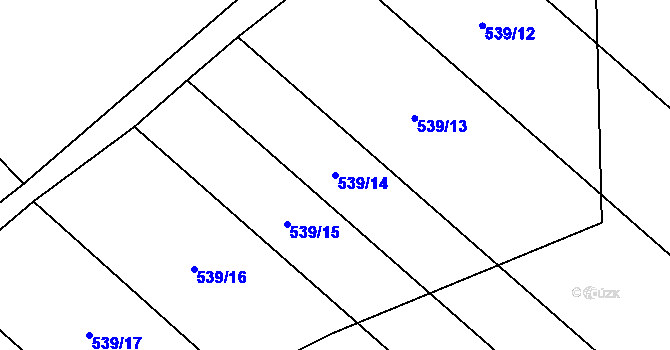 Parcela st. 539/14 v KÚ Trhanov, Katastrální mapa