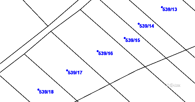 Parcela st. 539/16 v KÚ Trhanov, Katastrální mapa
