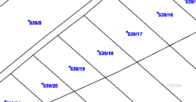 Parcela st. 539/18 v KÚ Trhanov, Katastrální mapa