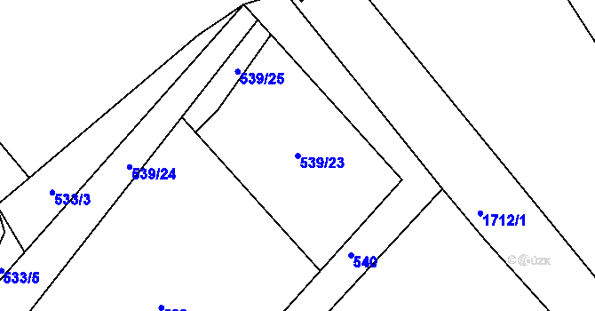 Parcela st. 539/23 v KÚ Trhanov, Katastrální mapa