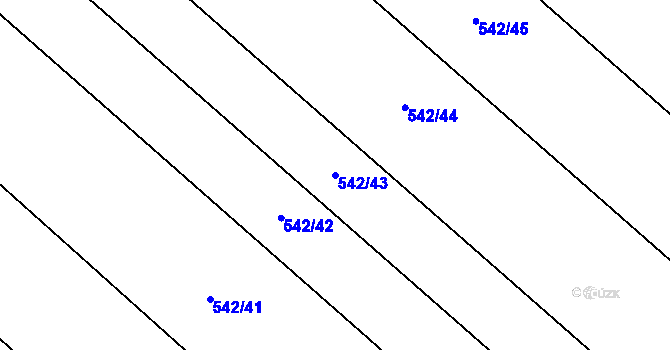 Parcela st. 542/43 v KÚ Trhanov, Katastrální mapa