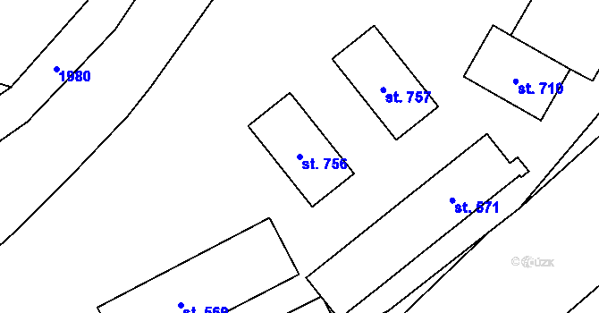 Parcela st. 756 v KÚ Trhanov, Katastrální mapa