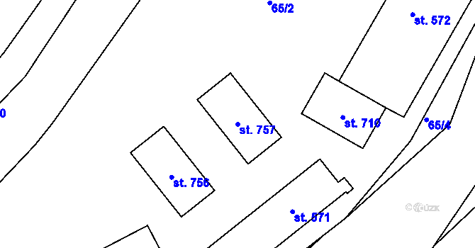Parcela st. 757 v KÚ Trhanov, Katastrální mapa