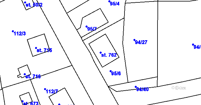 Parcela st. 762 v KÚ Trhanov, Katastrální mapa