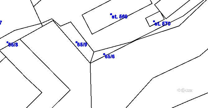 Parcela st. 65/6 v KÚ Trhanov, Katastrální mapa