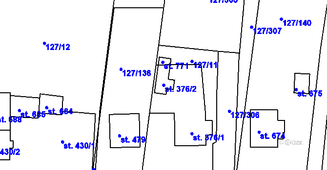 Parcela st. 376/2 v KÚ Trhanov, Katastrální mapa