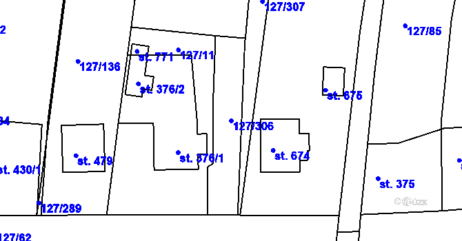 Parcela st. 127/306 v KÚ Trhanov, Katastrální mapa