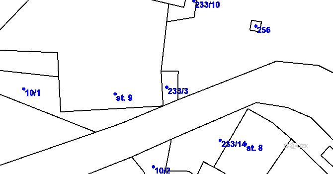 Parcela st. 233/3 v KÚ Hluboká u Trhové Kamenice, Katastrální mapa