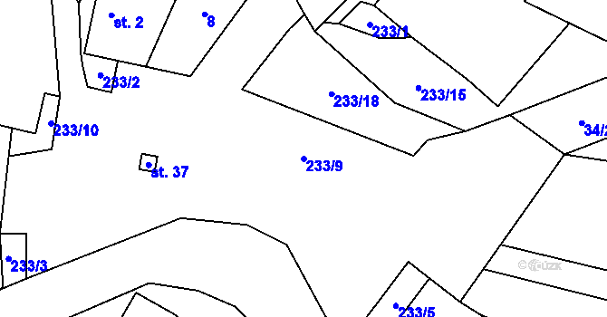 Parcela st. 233/9 v KÚ Hluboká u Trhové Kamenice, Katastrální mapa