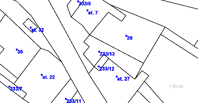 Parcela st. 233/13 v KÚ Hluboká u Trhové Kamenice, Katastrální mapa