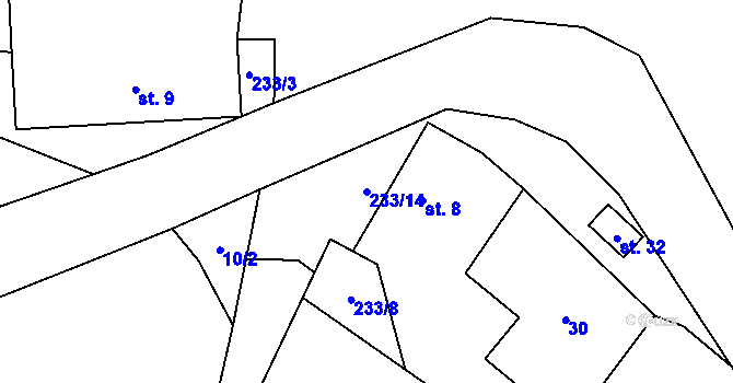 Parcela st. 233/14 v KÚ Hluboká u Trhové Kamenice, Katastrální mapa