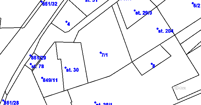 Parcela st. 7/1 v KÚ Rohozná u Trhové Kamenice, Katastrální mapa