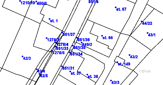 Parcela st. 849/2 v KÚ Rohozná u Trhové Kamenice, Katastrální mapa