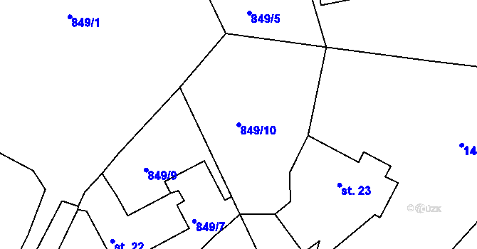 Parcela st. 849/10 v KÚ Rohozná u Trhové Kamenice, Katastrální mapa