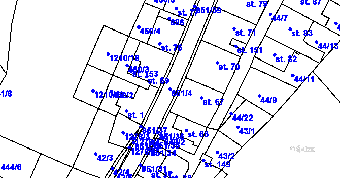 Parcela st. 851/4 v KÚ Rohozná u Trhové Kamenice, Katastrální mapa