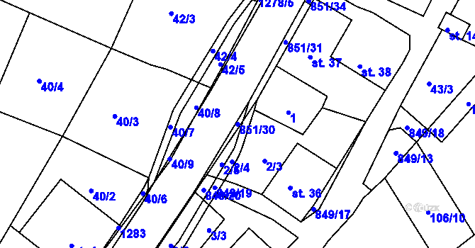 Parcela st. 851/30 v KÚ Rohozná u Trhové Kamenice, Katastrální mapa