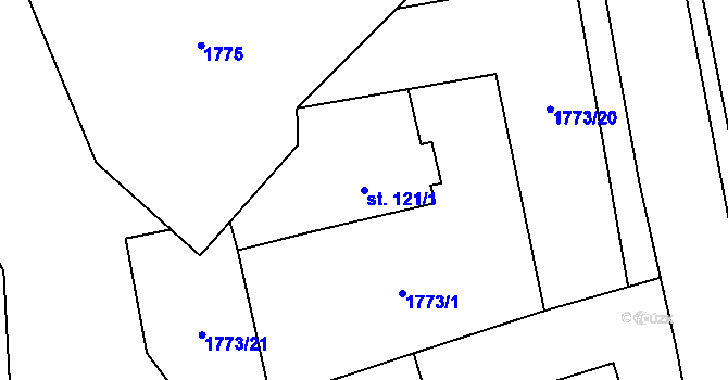 Parcela st. 121/1 v KÚ Trhová Kamenice, Katastrální mapa