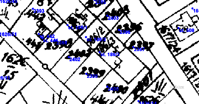 Parcela st. 186/3 v KÚ Trhová Kamenice, Katastrální mapa