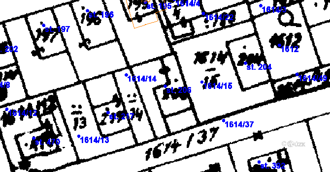 Parcela st. 206 v KÚ Trhová Kamenice, Katastrální mapa