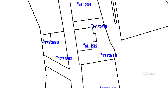 Parcela st. 232 v KÚ Trhová Kamenice, Katastrální mapa