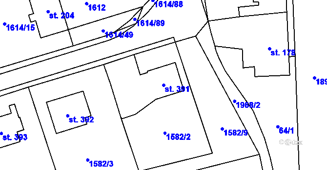 Parcela st. 391 v KÚ Trhová Kamenice, Katastrální mapa