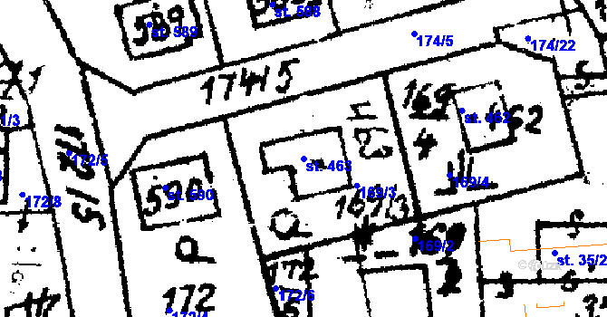 Parcela st. 463 v KÚ Trhová Kamenice, Katastrální mapa