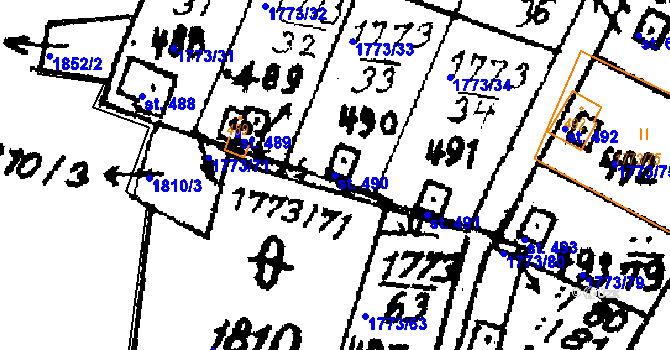 Parcela st. 490 v KÚ Trhová Kamenice, Katastrální mapa