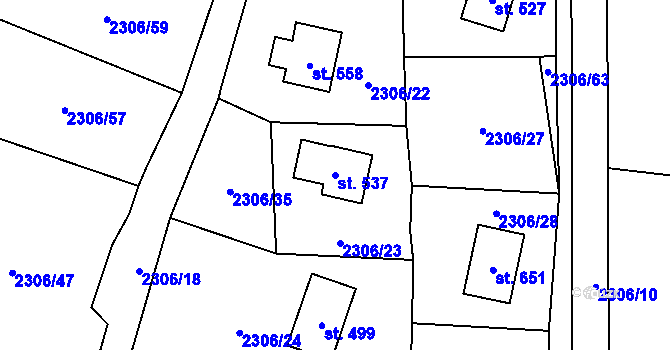 Parcela st. 537 v KÚ Trhová Kamenice, Katastrální mapa