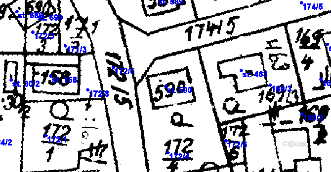 Parcela st. 590 v KÚ Trhová Kamenice, Katastrální mapa