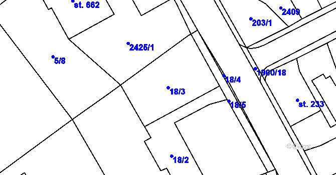 Parcela st. 18/3 v KÚ Trhová Kamenice, Katastrální mapa