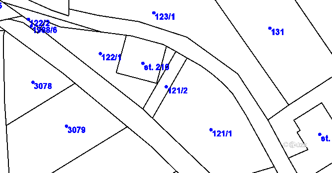 Parcela st. 121/2 v KÚ Trhová Kamenice, Katastrální mapa