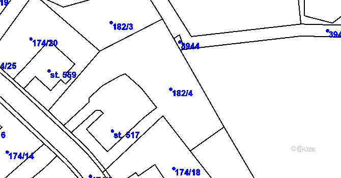 Parcela st. 182/4 v KÚ Trhová Kamenice, Katastrální mapa