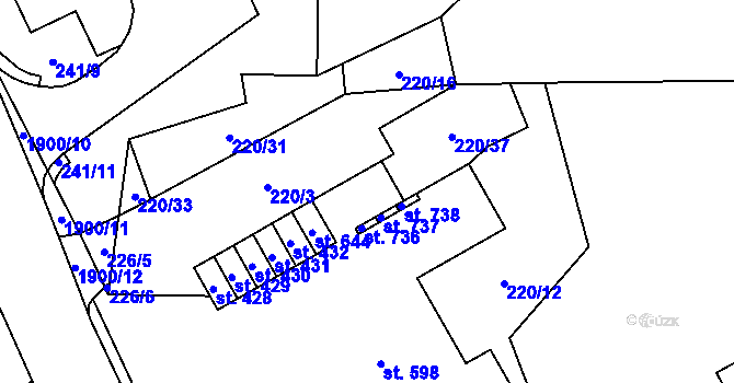 Parcela st. 220/24 v KÚ Trhová Kamenice, Katastrální mapa