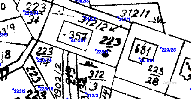 Parcela st. 223/6 v KÚ Trhová Kamenice, Katastrální mapa