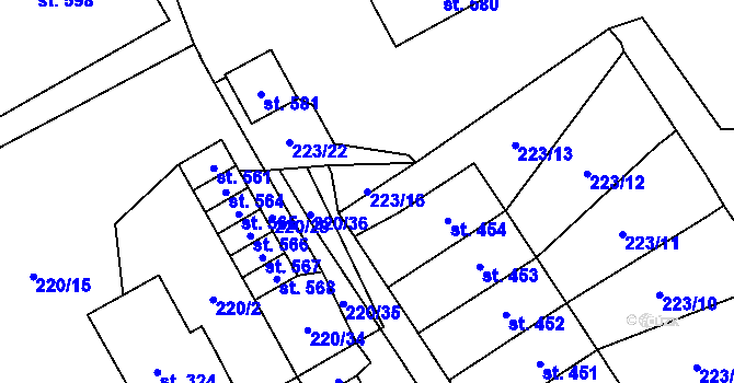 Parcela st. 223/16 v KÚ Trhová Kamenice, Katastrální mapa