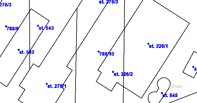 Parcela st. 788/10 v KÚ Trhová Kamenice, Katastrální mapa