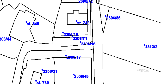 Parcela st. 2306/16 v KÚ Trhová Kamenice, Katastrální mapa