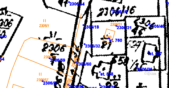 Parcela st. 2306/32 v KÚ Trhová Kamenice, Katastrální mapa
