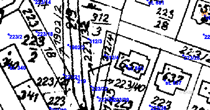 Parcela st. 312/4 v KÚ Trhová Kamenice, Katastrální mapa