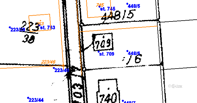 Parcela st. 709 v KÚ Trhová Kamenice, Katastrální mapa