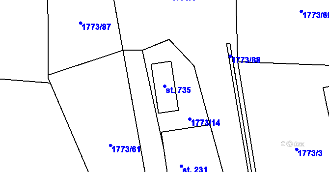 Parcela st. 735 v KÚ Trhová Kamenice, Katastrální mapa