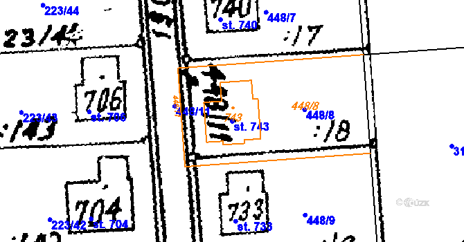 Parcela st. 743 v KÚ Trhová Kamenice, Katastrální mapa