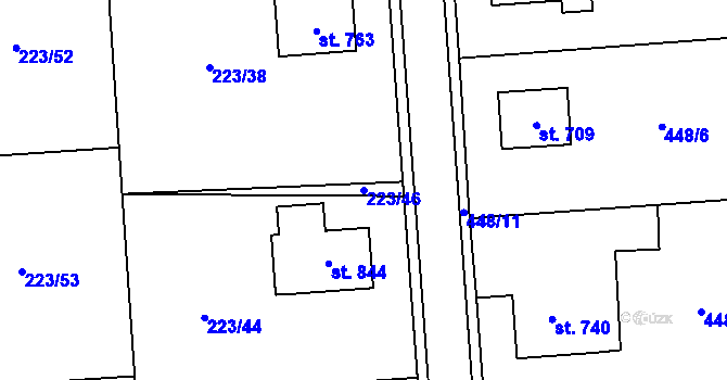 Parcela st. 223/46 v KÚ Trhová Kamenice, Katastrální mapa