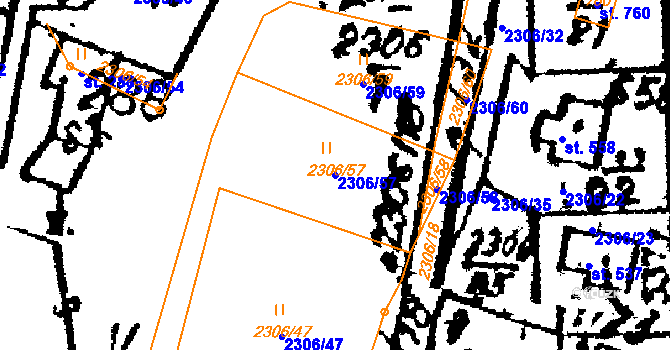 Parcela st. 2306/57 v KÚ Trhová Kamenice, Katastrální mapa