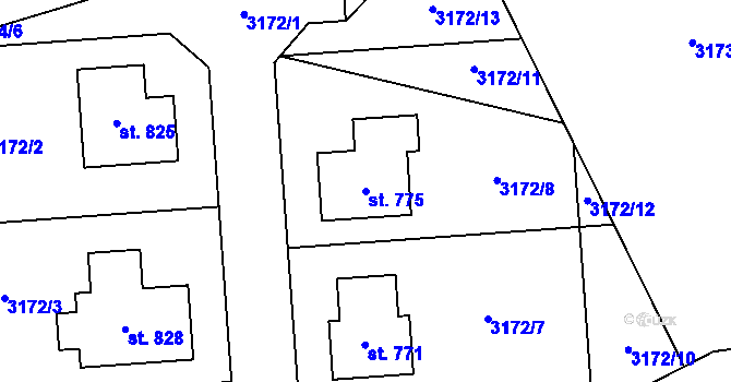 Parcela st. 775 v KÚ Trhová Kamenice, Katastrální mapa