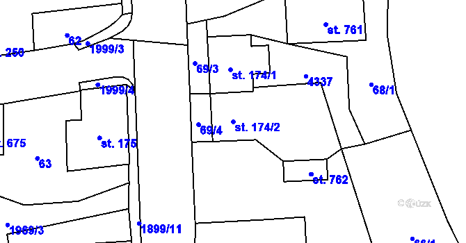 Parcela st. 174/2 v KÚ Trhová Kamenice, Katastrální mapa