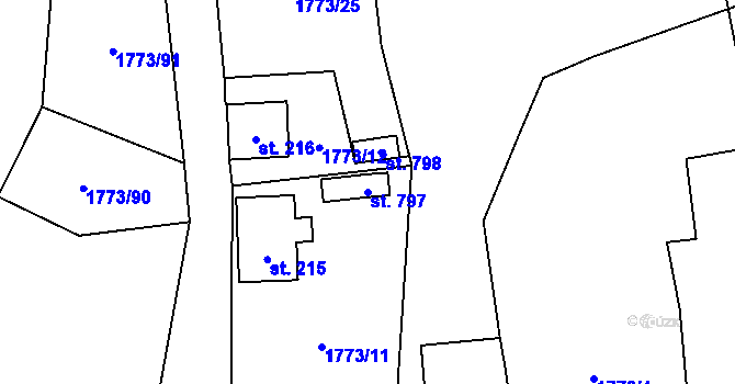 Parcela st. 797 v KÚ Trhová Kamenice, Katastrální mapa