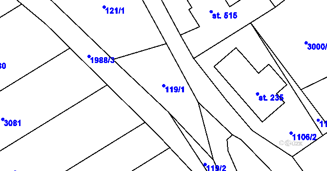 Parcela st. 119/1 v KÚ Trhová Kamenice, Katastrální mapa